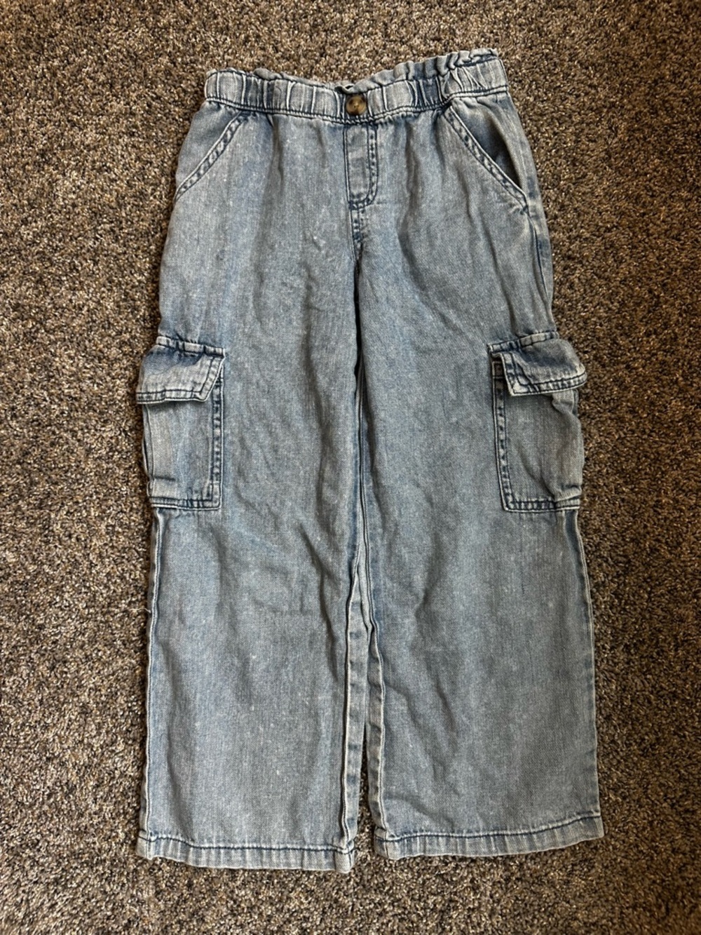 Cat & Jack Light Blue Denim Elastic Waist Cargo Pants